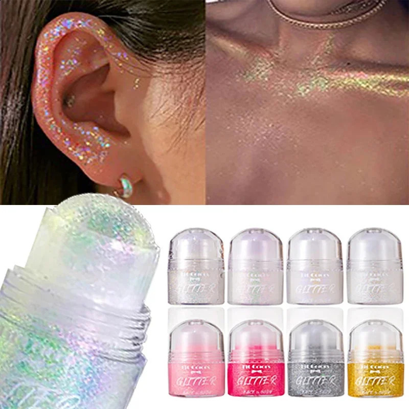 Rolling Sequins Glitter Gel Face Body Painting Shine Liquid Green White Pearl Gloss Eye Shadow Brighten Stage Makeup Decoration 250410