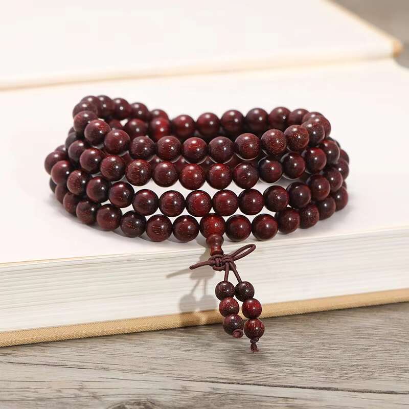 Small Leaf Purple Sandalwood Bracelet, Female Blood Sandalwood, 108 Bead Necklace, Male Play Beads, Wooden Bracelet