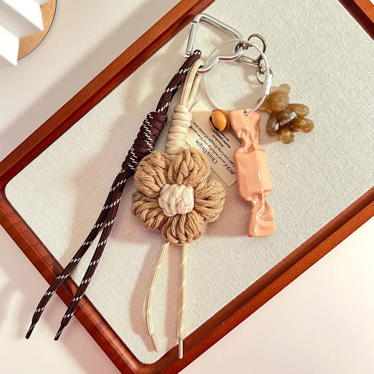 original manual weave flower candy Key Chain Bluebells orange strawberry Backpack pendant 251110