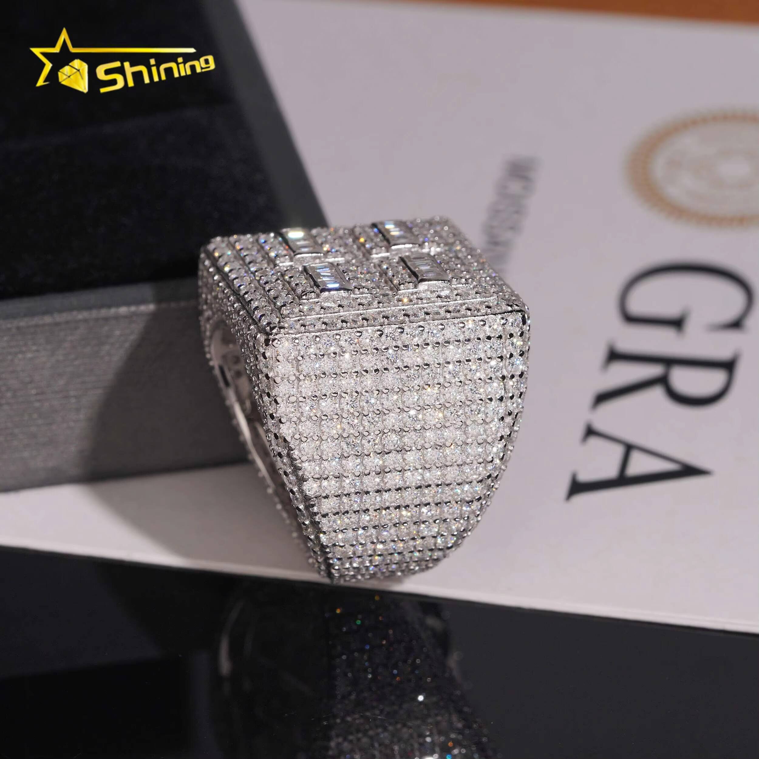 Pass Diamond Tester New Design Hip Hop Jewelry Solid 925 Sterling Silver VVS Moissanite Fully Iced Out Ring