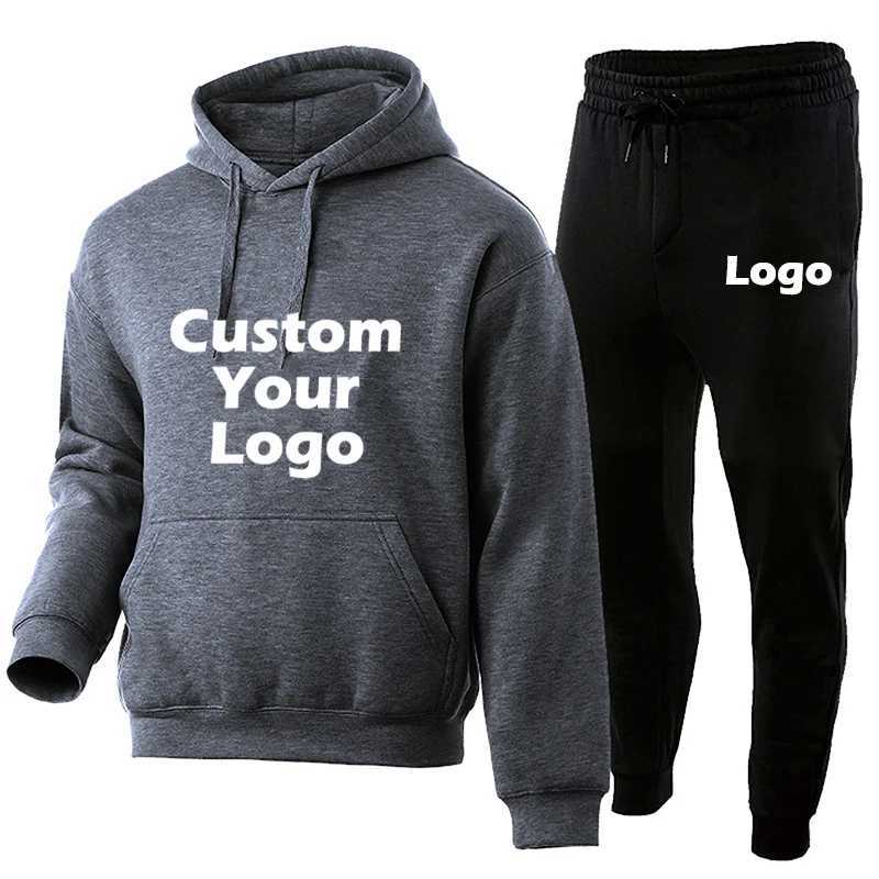 Casual Customize your Sport Suit Mens Fashion Tracksuit Basketball Hoodie Jogging Suit diy Printing Pants Oversize SetT251111