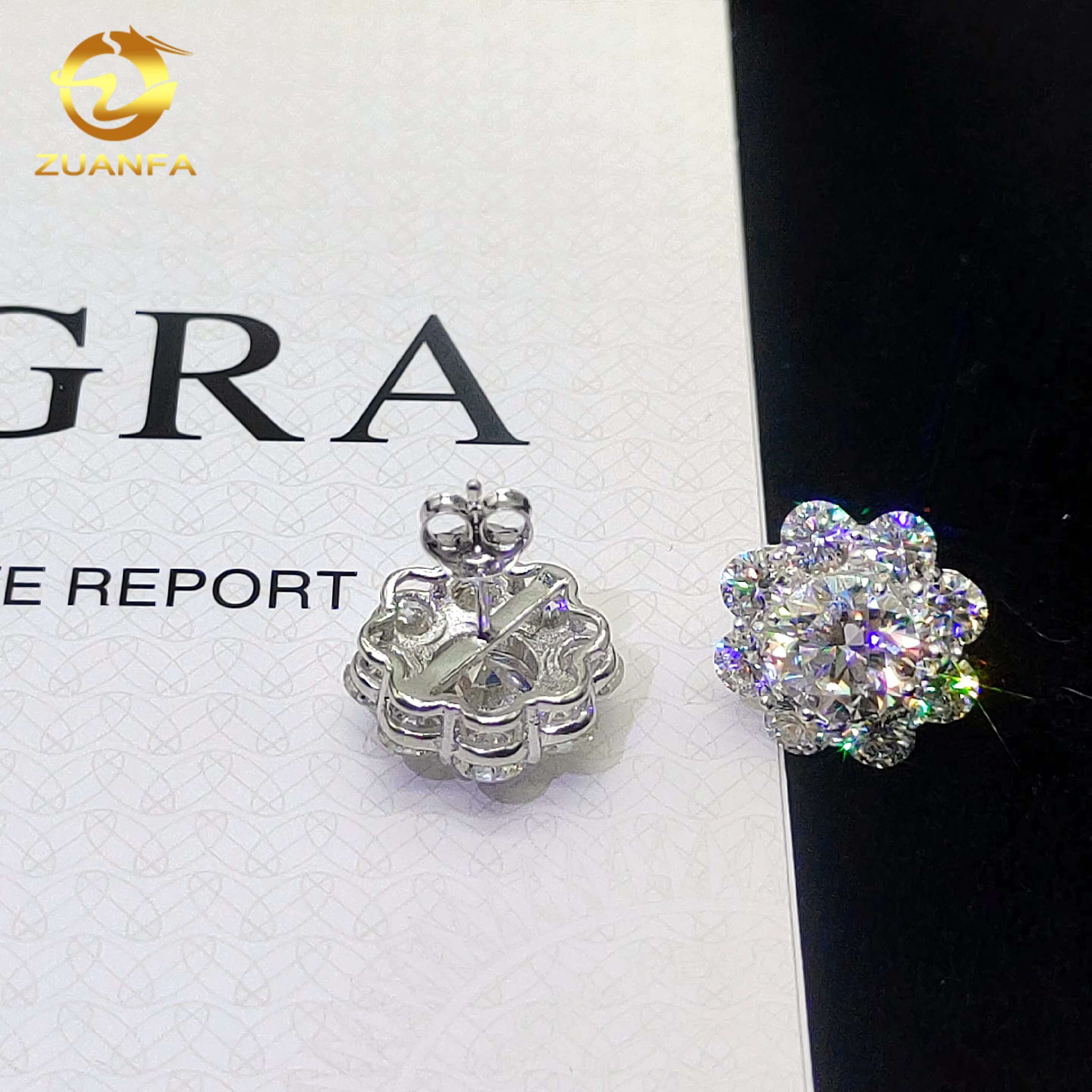925 Sterling Silver Moissanite Earrings Women Luxury Ear Studs 15mm Flower Cluster Lab Diamond Earrings