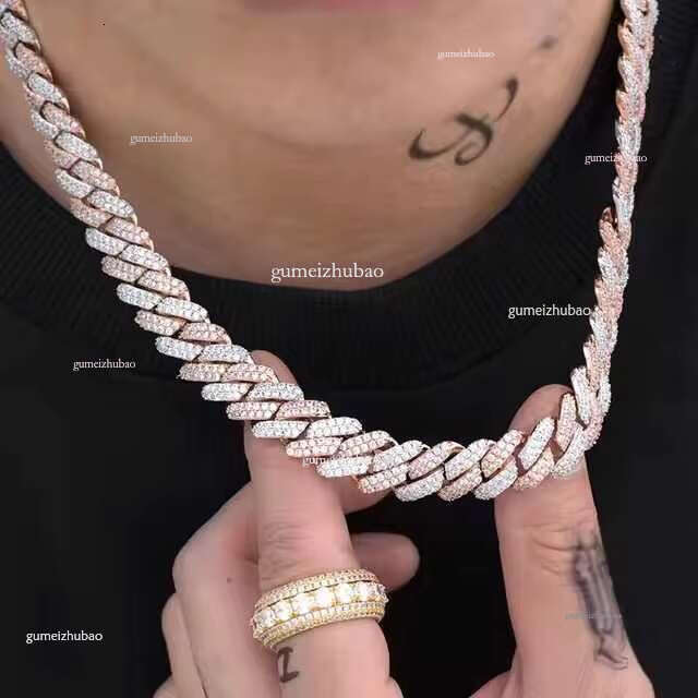 VVS Moissanite Dia 10mm Width Cuban k Chain Unisex Sier Iced Out Necklace Bracelet For Men Parties