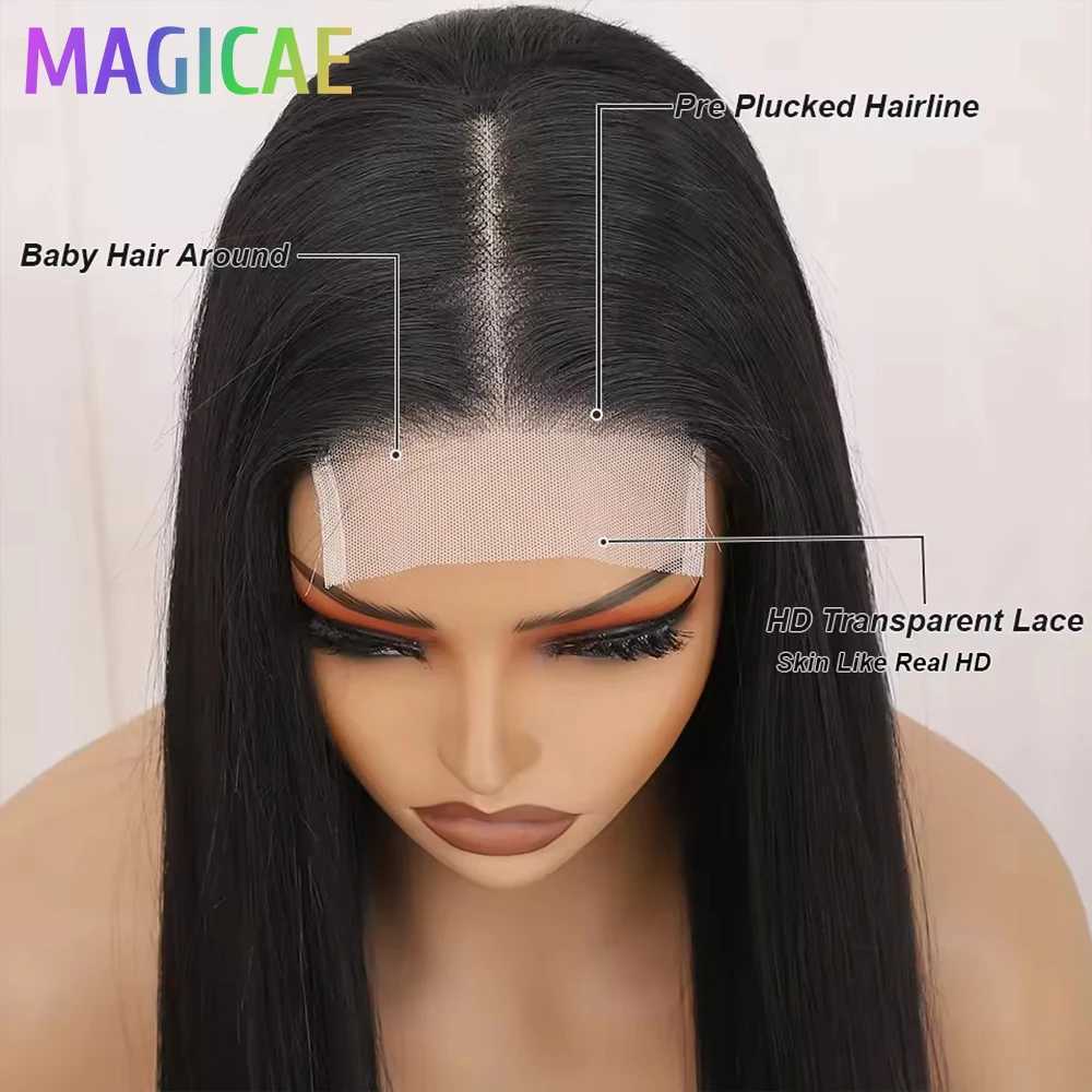 Magicae 330Grams 36Inch 4x4 Lace Front Wigs Chestnut Brown Wigs Ombre Highlight Straight Blond P27/613 High Temperature CosplayT251111