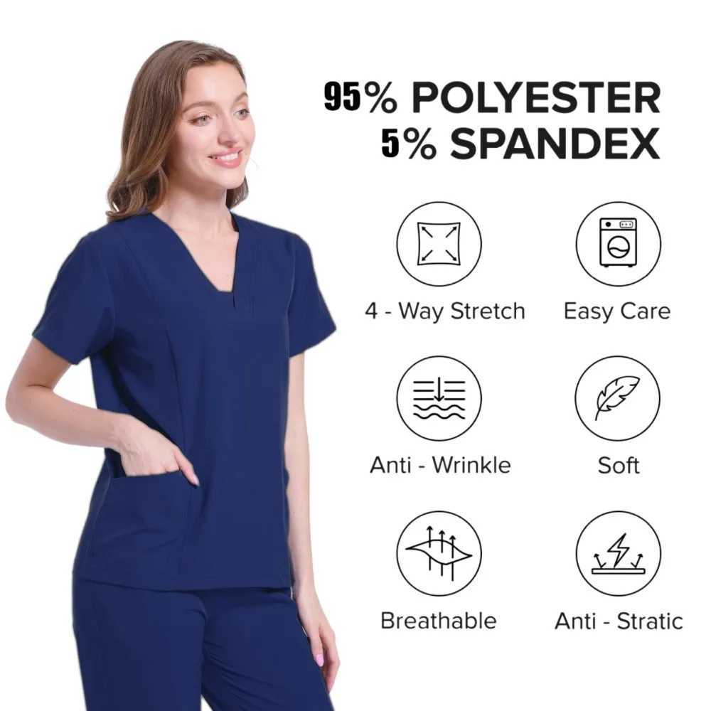 Nurse Uniform Scrubs Sets Women Blouse Medicale Femme Nursing Pants Suits Medical Accessories Healthcare Beauty Sns Work Wear X250410