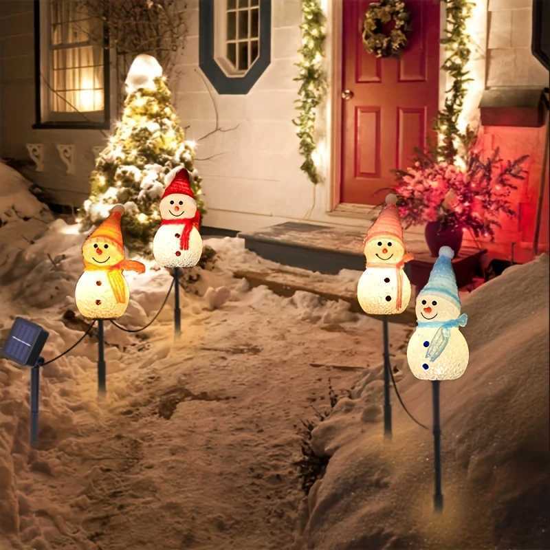 Christmas Christmas Decorations Light Solar Light Snowman Christmas Outdoor Solar Powered Stakes Lights For Corridor Patio Lawn Decoration Y251111