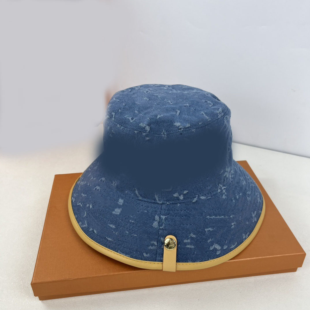 Wide Brim Hats Designer Women Jeans Bucket Denim bucket hat with tassels Fisherman Hat Mens Beanie Cowboy versatile sun hat