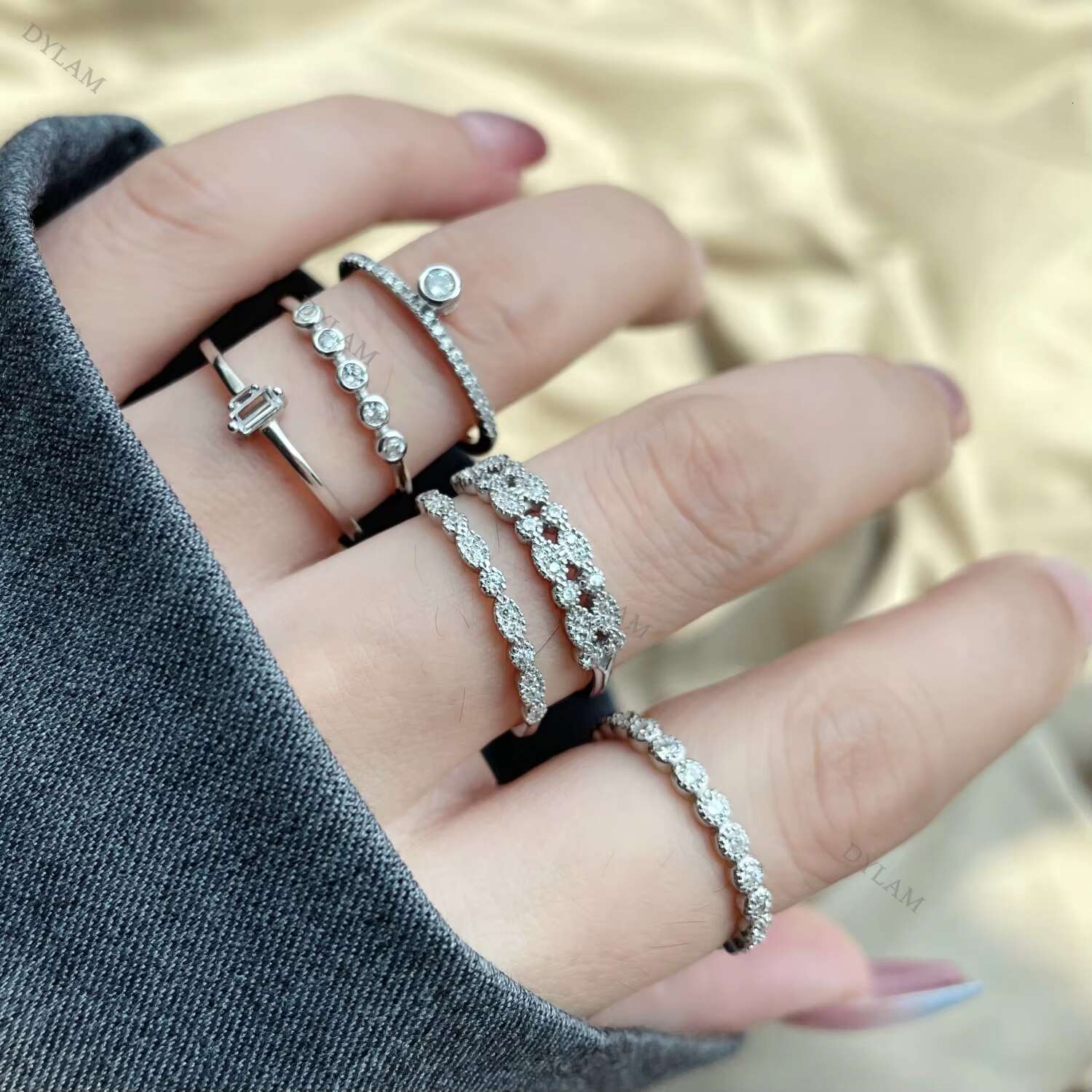 Dylam 925 Pure Silver Ring Price Moissanite 2ct Turkish Rings Moon Thai Blank Snake Pave Enamel Fork Leaf Ring