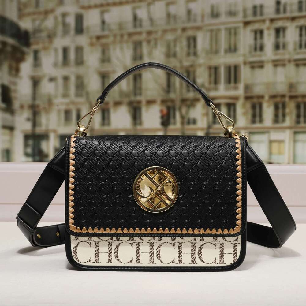 CH Exquisite Brand Fashion Handbag Classic Solid Design Shoulder Dark Letter Emed Ladies Party Bag