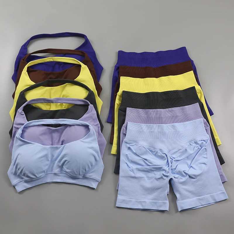 Seamless Fitness Yoga Set Womens Fitness Clothing Strap Sports Bra Competition Impact Shorts 2-piece Exercise SetW250411