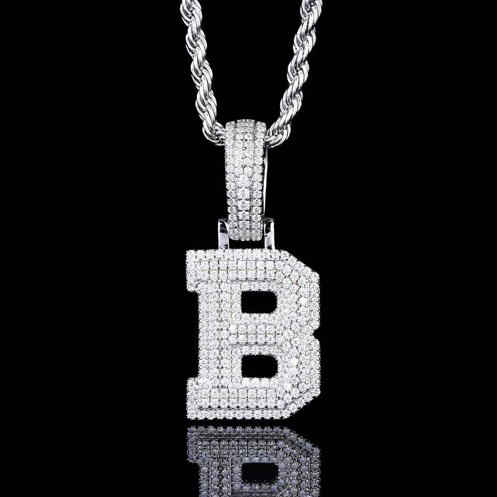 925 Silver Hip Hop Letter B Pendant with VVS Moissanite Diamond GRA Certificate Iced Out Trendy Charm Jewelry