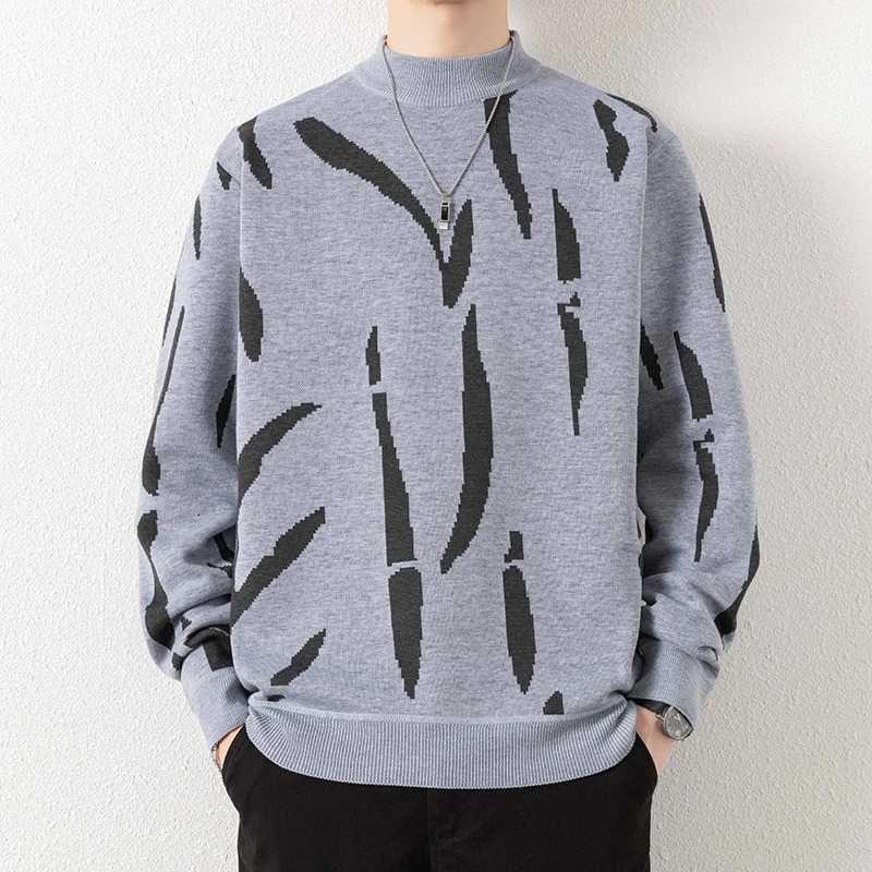 Semihigh Collar Sweater for Men with Lining Thickened and Flocked Perfect Autumn Winter As A Versatile Base Shirt 251104