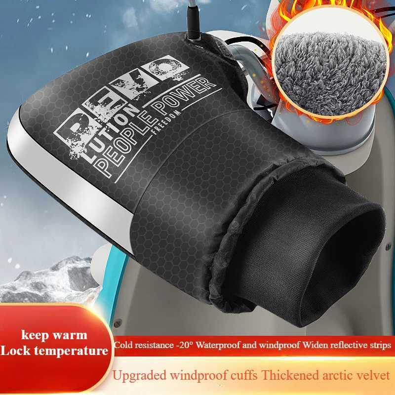 Motorcycle Handlebar Cover 1 Pair Winter Thermal Gloves Waterproof Handmuffs Windproof Warm Handle Thickened Reflective Strips S25118{category}