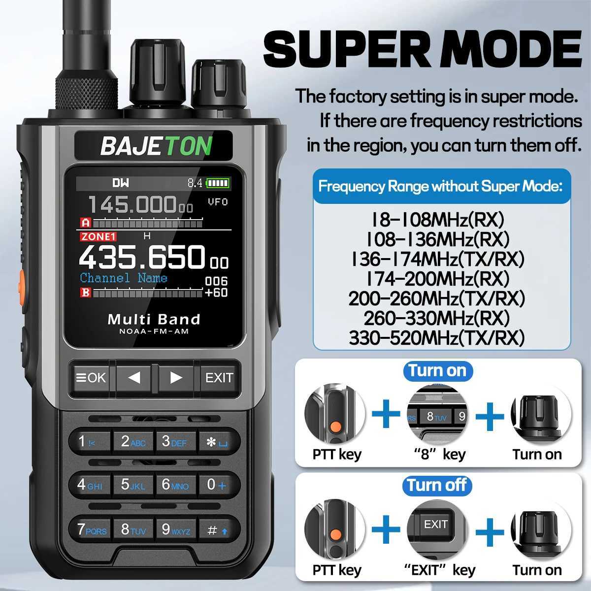 BAJETON BJ-8300 Ham Ra SW AM SSB CB Amateur Wireless Phone Programming Walkie Talkie NOAA Handheld Two Way Ra H251111