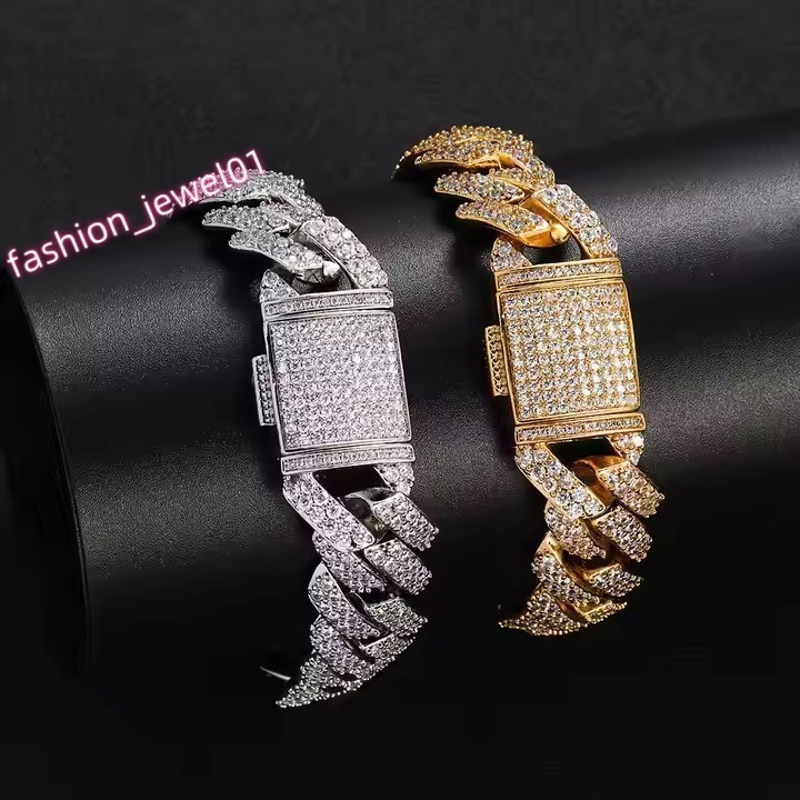 Moissanite Diamond Studded Hiphop Iced out Sterling Silver Cuban Bracelet Perfect Anniversary Gift For Men