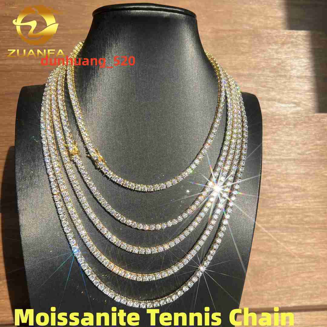 Factory Price Fine Jewelry 2mm 3mm 4mm 5mm S925 Sterling Silver Gra Certificate D-vvs Diamond Moissanite Tennis Chain Necklace