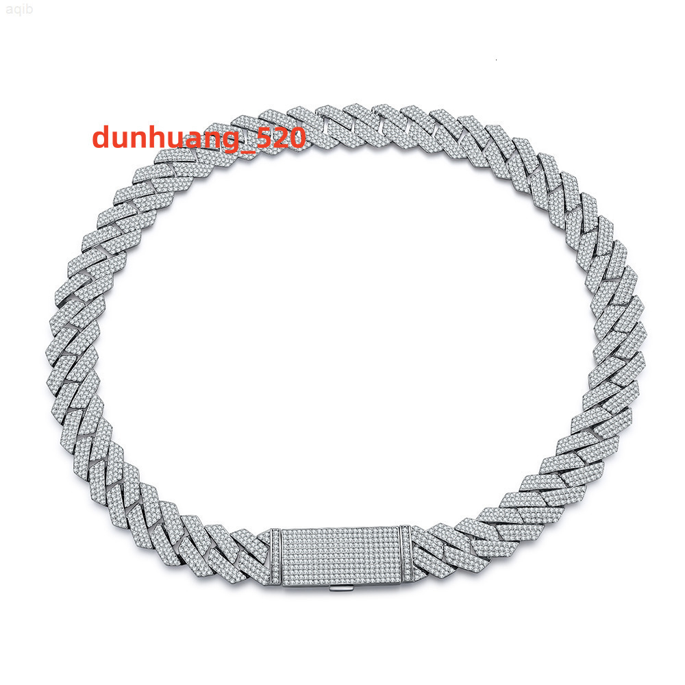 Pass Diamond Tester 925 Silver Cuban Link Necklace Iced Out 6mm 2 Rows Hip Hop Vvs Moissanite Cuban Chain