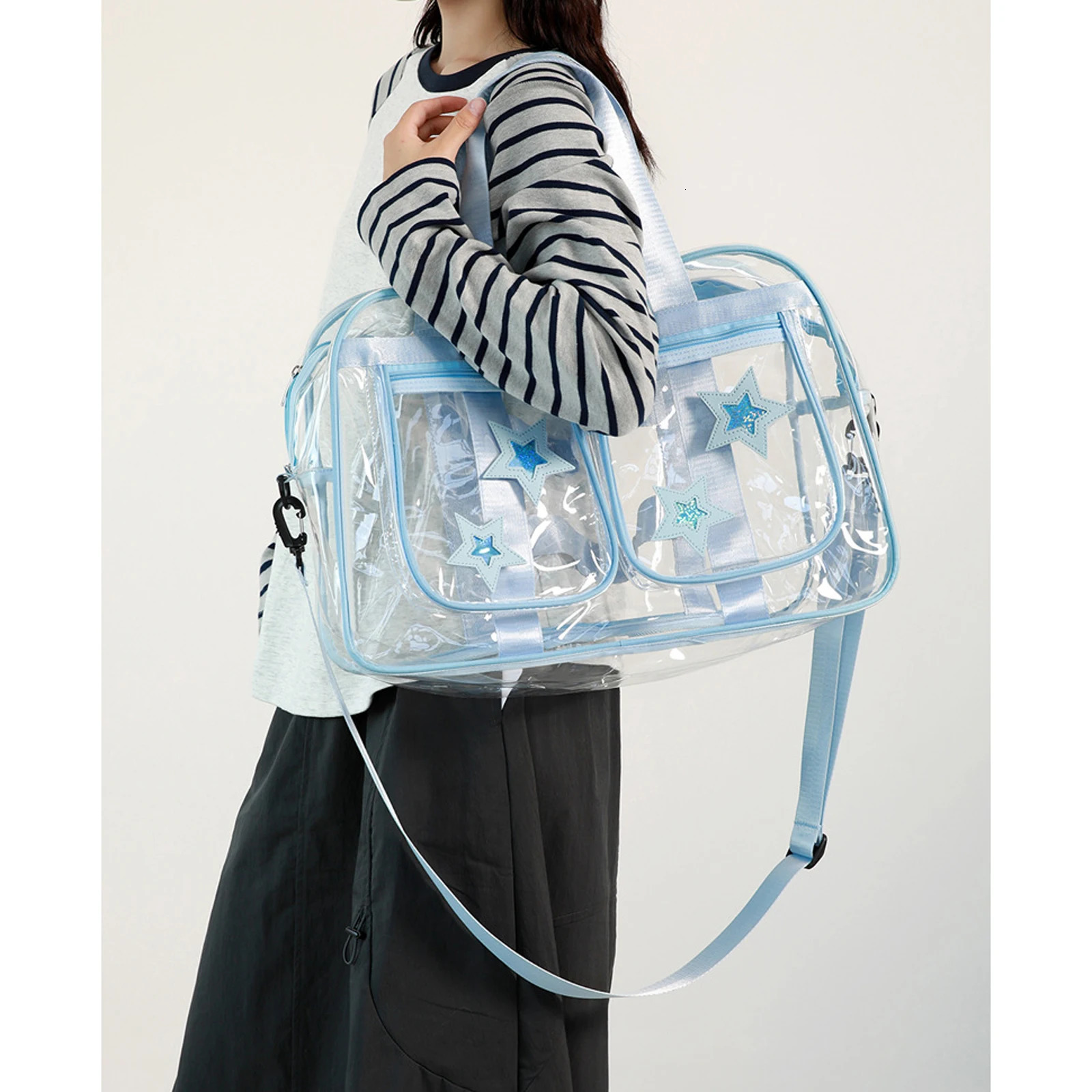 Women Clear Tote Bag for Seaside Travel Transparent PVC Shoulder Concert Bag 251110