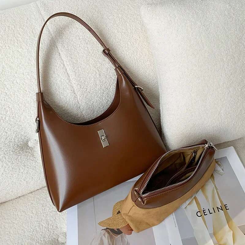 Designer Bag 2024 New Women Underarm Genuine Leather Shoulder Crossbody Bags Ladies Retro Tote Bag High Quality Commute Handbags Black