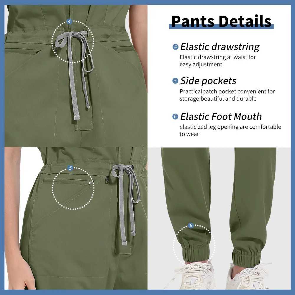 Niaahinn Zipper Neck Lab Jumpsuit Pet Grooming Nurse Uniform Onesie Short Slved Scrubs Workwear Health Service Nursing Clothes X2505281