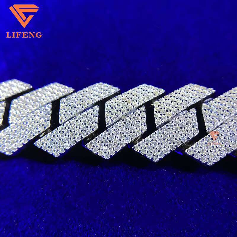 Factory Wholesale Mens 925 Sterling Silver Bracelet High Quality Hip Hop Jewelry Iced Cuban Chain VVS Moissanite White Gift