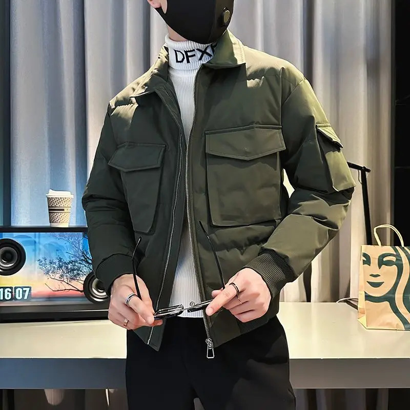Mens Winter Cotton Coat Arrival Korean Style Trendy Oversized Casual Jacket Thick Warm Fashionable Puffer for Men 251106