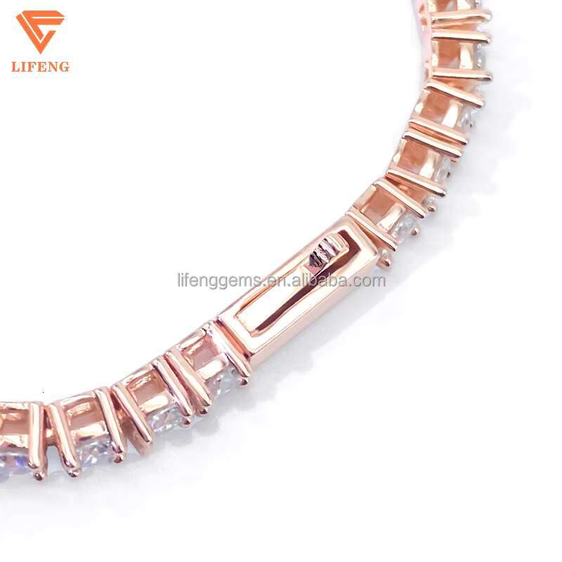 Fashion Jewelry Rose Gold Plated 925 Sterling Silver Bracelet Iced Out VVS Moissanite Hip Hop Tennis Chain Bracelet for Women