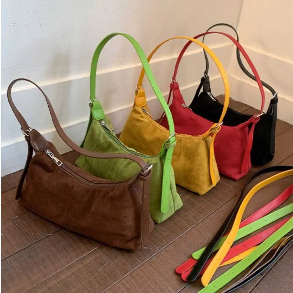 Shoulder Bag Suede Pillow Handbag Large Capacity Handbag Slouchy Hobo Bags Korean Style Candy Color Solid Color Tote BagT251110