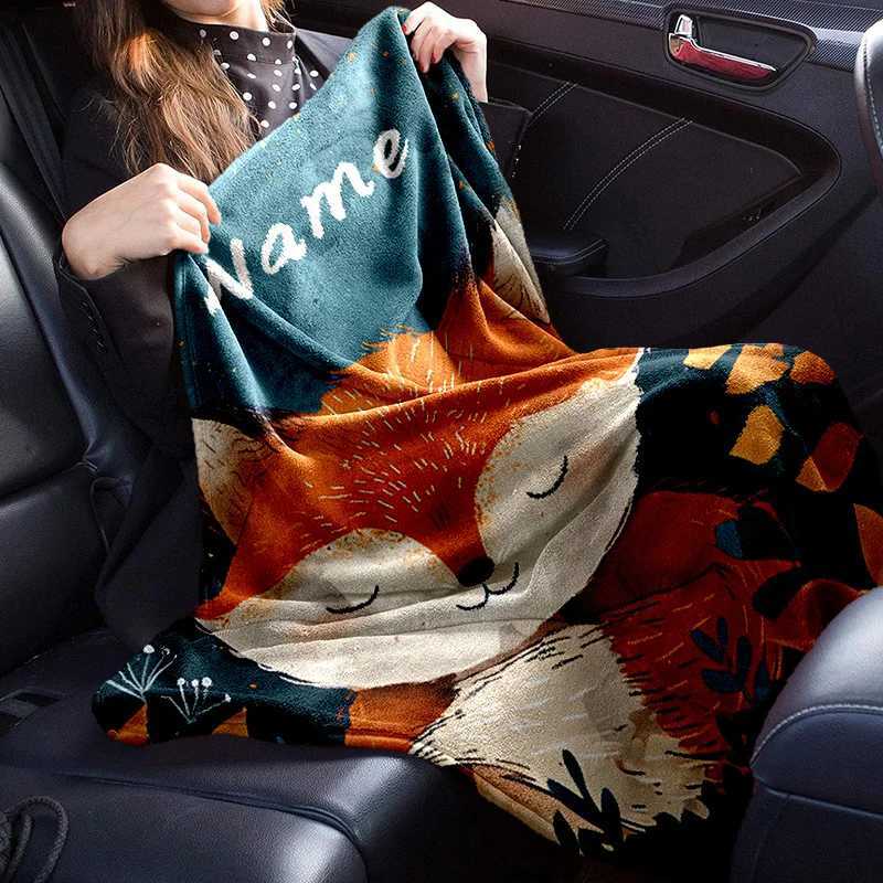 Personzed fox pattern flannel blanket is soft warm and comfortable making it the perfect gift for birthdays C251111