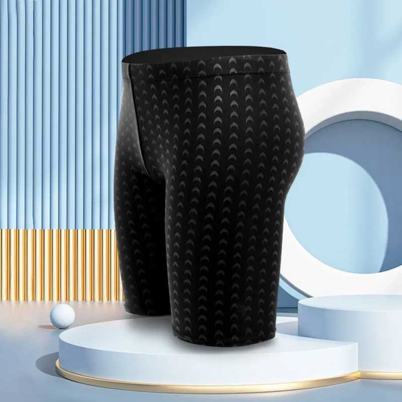Mens swimming shorts breathable training 5-minute swimming shorts shark skin swimsuit quick drying beach swimsuitW250410