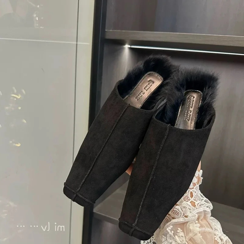 Style Flat Mules Shoes Women Square Toe Slipper Suede Sandal Women Summer Casual Comfort Slides Slingback Flip Flops 251110