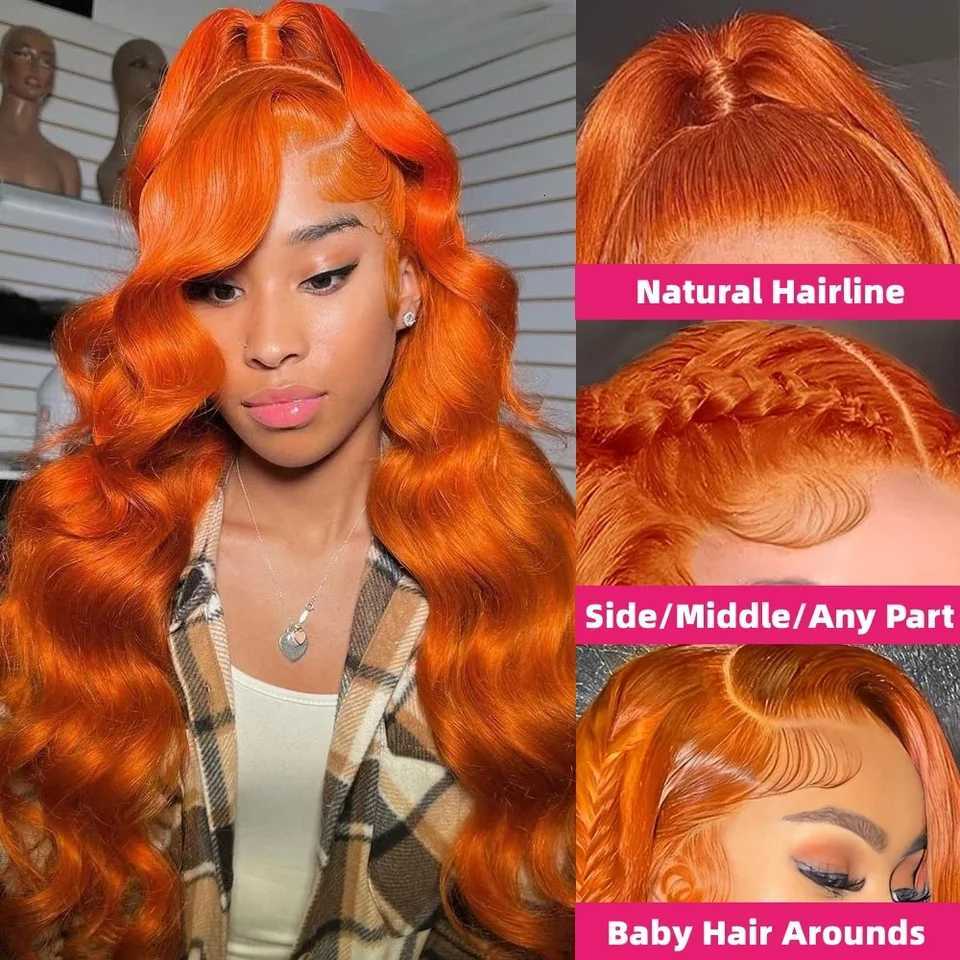 30 Inch Ginger Orange Body Wave Lace Frontal Wig HD 13x4 Lace Front Wig Glueless Lace Wigs Brazilians Human Hair For Black WomenT251111