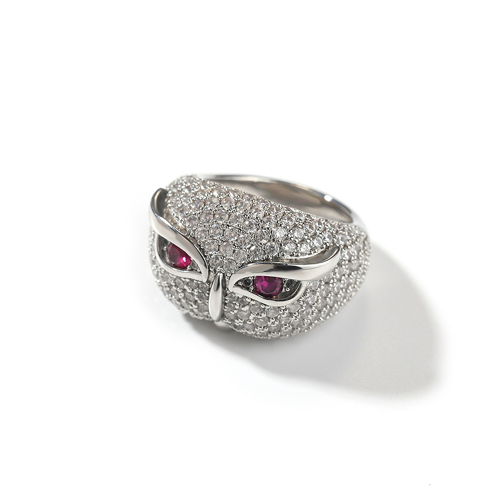 Creative Owl Ring Hip Hop Personalized Ruby setting VVS Moissanite Animal Ring Fashion Accessories