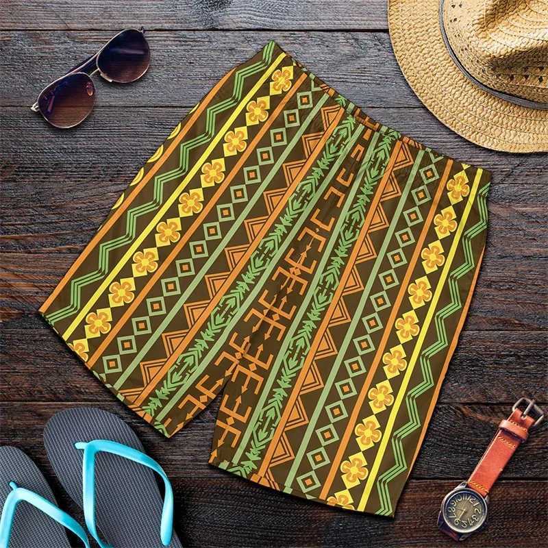 3D printed African ethnic striped shorts mens Exquisite pattern swim trunks summer Hawaii oversized beach shortsW250410