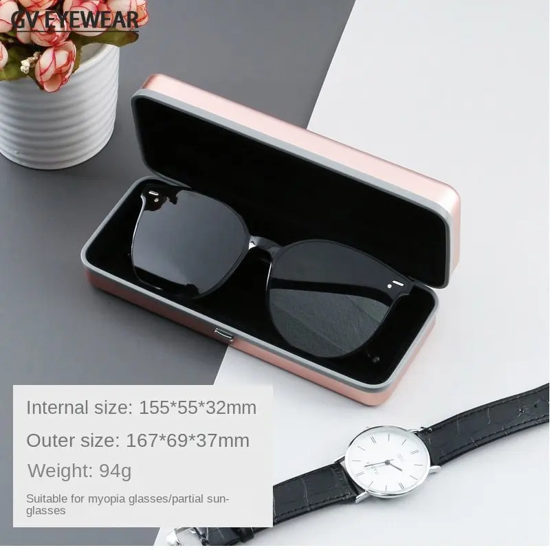 Japanese high-end aluminum glasses case square Presbyopia Myopia sunglasses case protective glasses storage wholesale 250409