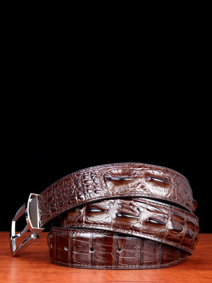 Men High Quality Pattern Cowhide Genuine Leather Belt Vintage Business Work Pin Buckle Waistband For Suit Pants Belts 251031