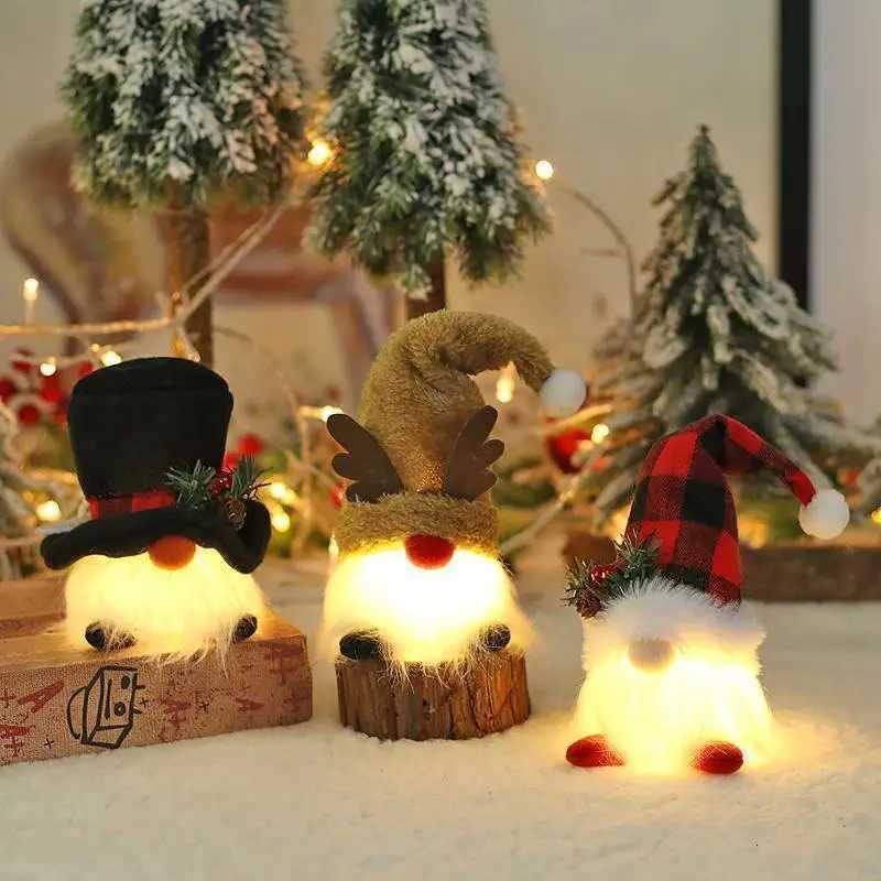 Christmas Style LED Light Doll Pendant Christmas Tree Ornaments Santa Gnome Plush Doll New Year Xmas Party Decoration SuppliesM251111