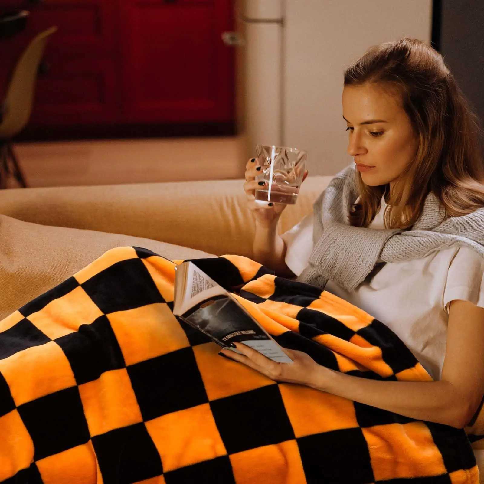 Checkered pattern Printed Blanket for Sofa Bed Travel Camping Living Room Office Conditioning Blanket for All Seasons Gifts C251111