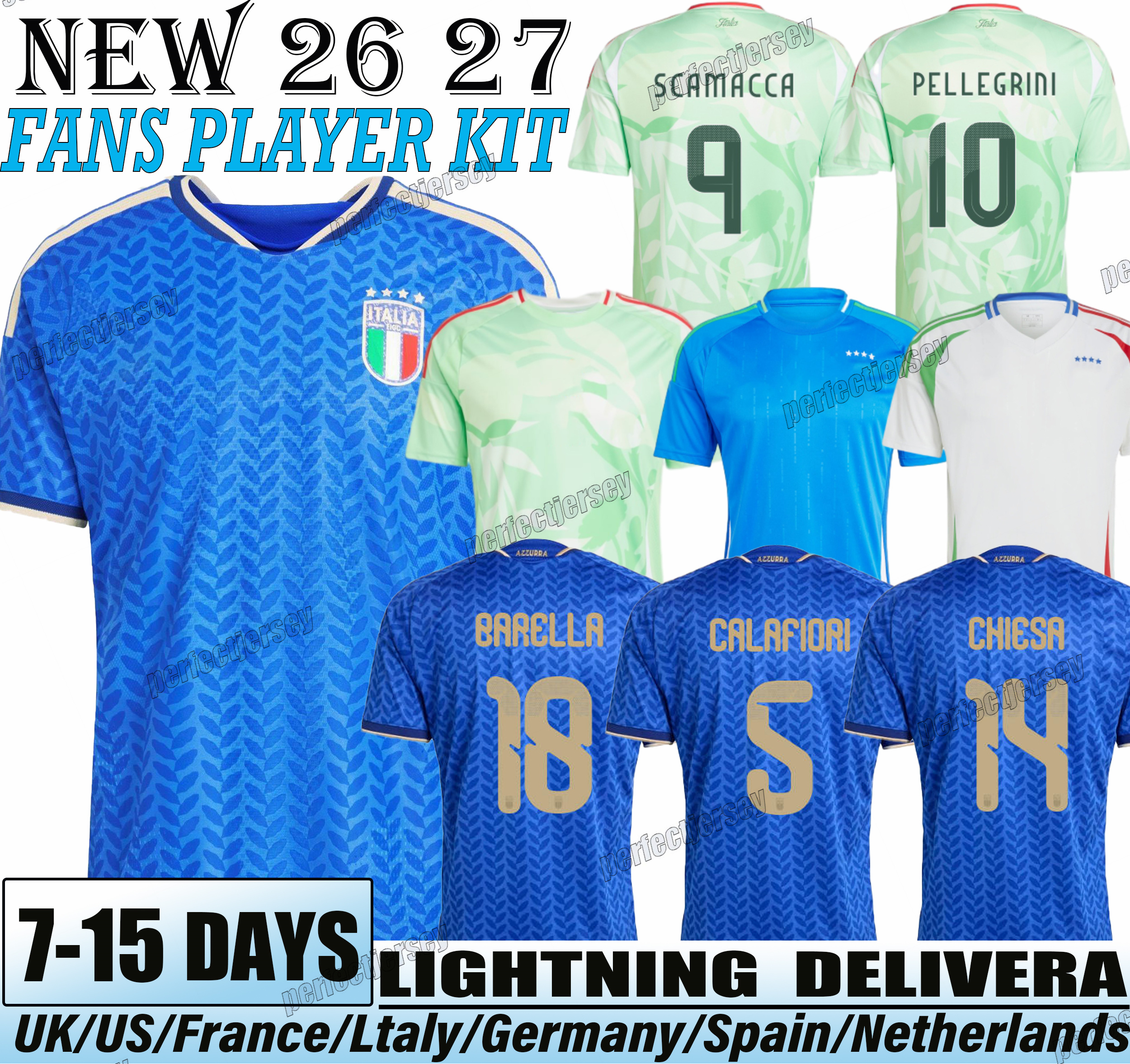 25/26/27 maglia Italy Raspadori Orsolini Maldini Soccer Jerseys Retegui Frattesi Barella Dimarco Bastoni Italia Football Shirt Men Kids Kit