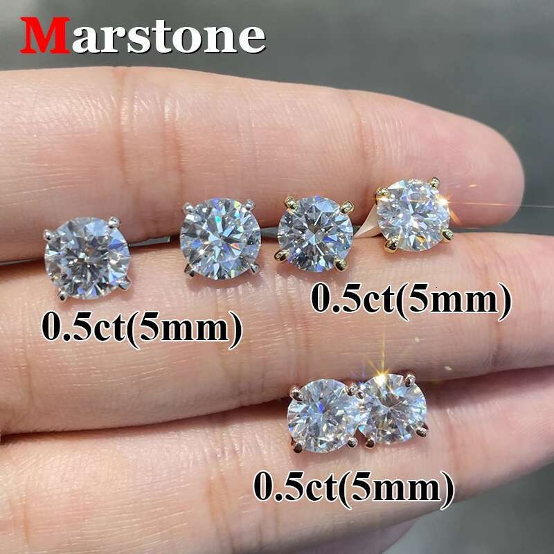 0.5-2CT Premium Moissanite Diamond Stud Earings for Women Original 925 Silver Plated 18k White Gold Top Quality Thread Earrings