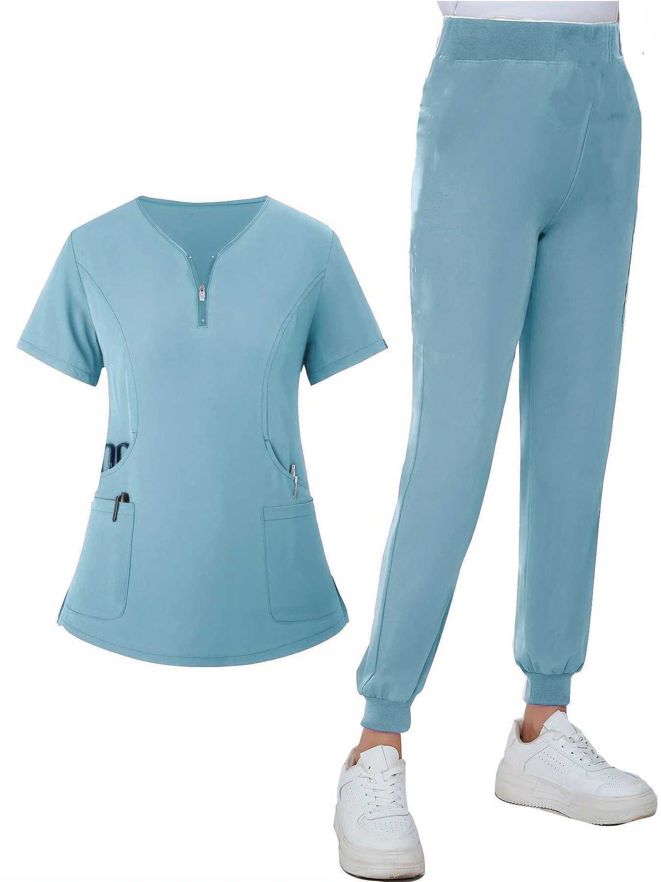 Babyoung multi-color womens short top+pants medical nurse uniform frosted set X250410