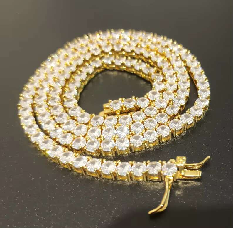 VVS Moissanite Iced Out Hiphop 3mm Tennis Bracelets Chains 925 Sterling Silver Bling Tennis Chain
