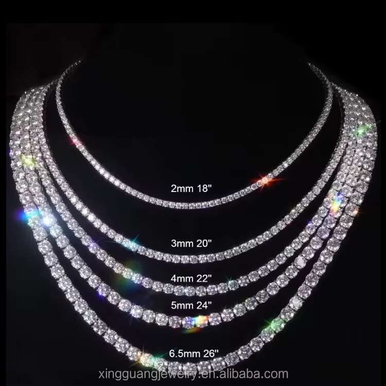 2mm-6.5mm Tennis Chain 100% Passed Diamond Test S925 Silver With GRA VVS Moissanite Tennis Chain Ready to Ship for Necklace