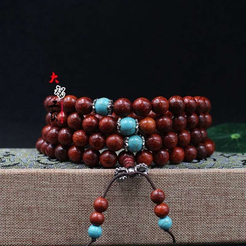 Padauk small leaf beads Rosewood big bracelet