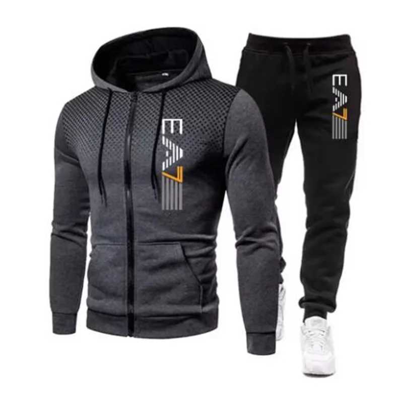 New mens warm hooded sports suit Mens sports fitness wear Mens running set Sports suit with hood Mens hooded coat for sportsT251111