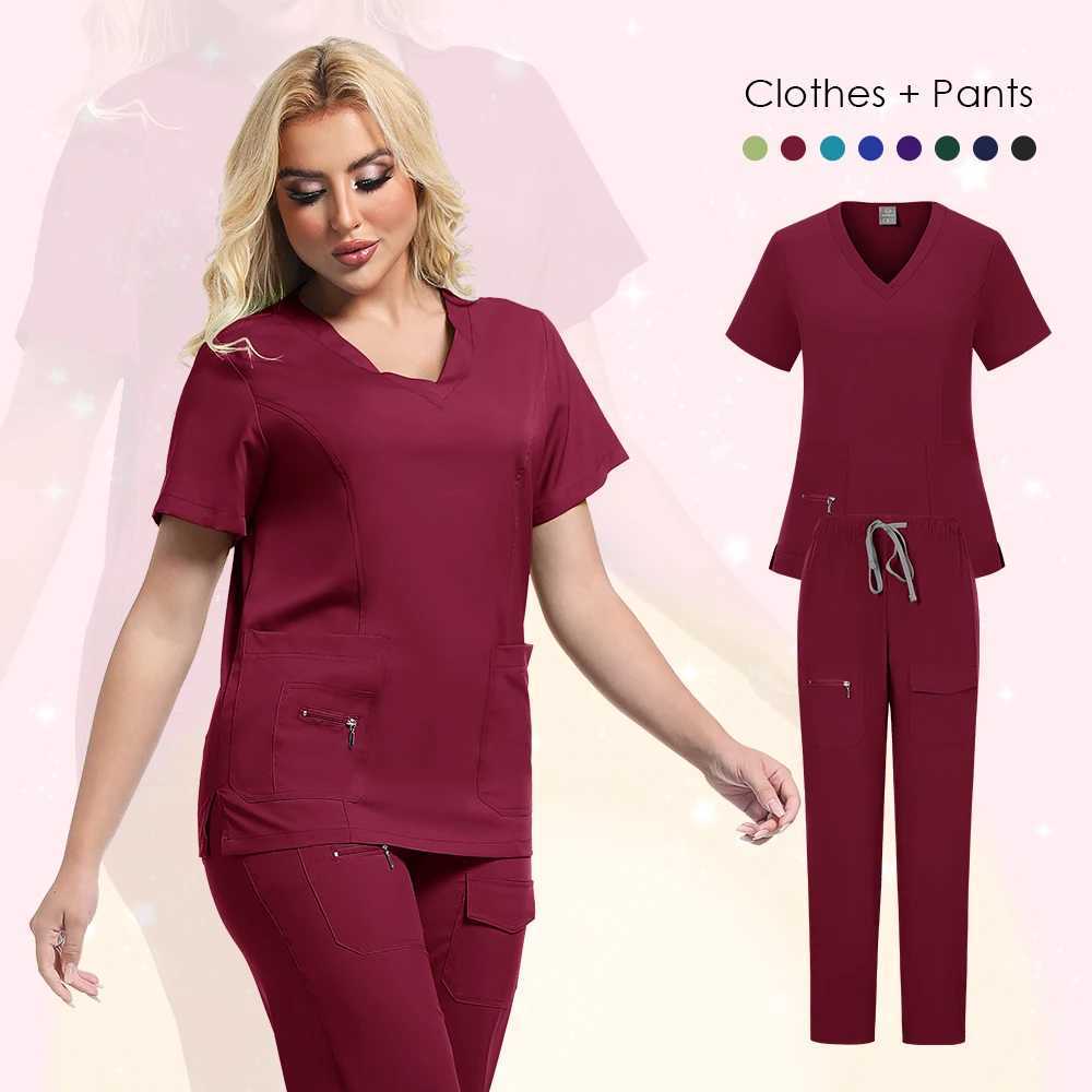 Nurse Scrubs New Fashion Medical Scrub Soft Breathable Jogger Pants Set Surgical Uniforms Woman Nursing Clinical Doctor Workwear X2504109