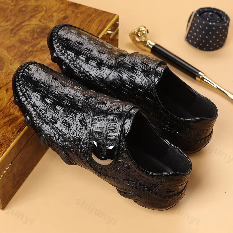 Mens Shoes Genuine Leather Pattern Business Casual Shoes Men Loafers Mocassins High-quality Mens Dress Shoes 251106