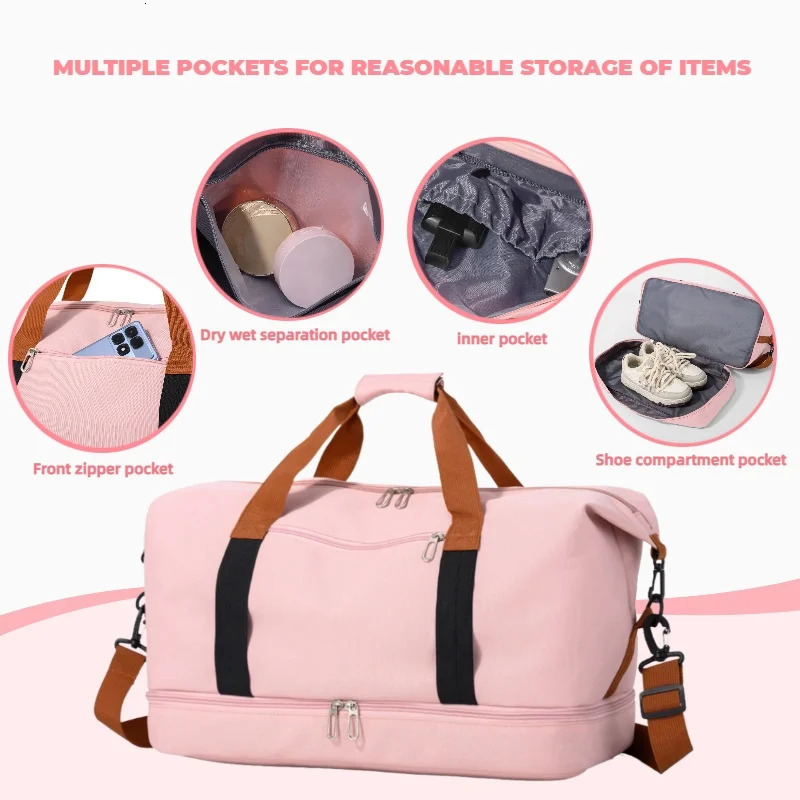 Fashionable Contrasting Sports Handbag Large Capacity with Independent Shoe Cabinet Suitable for Travel Luggage Fitness Bags 251110