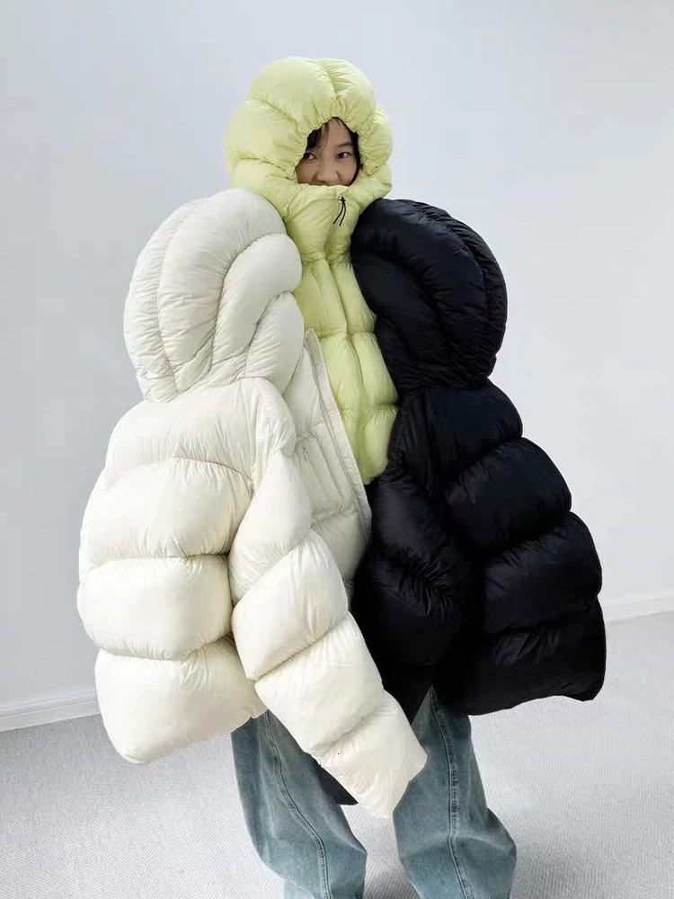 Mumaroho Winter Autumn Women Down Jacket Octopus Hooded Solid Long Sleeve Thick Warm Outwear Fluffy Jacket Coat For Women 251110