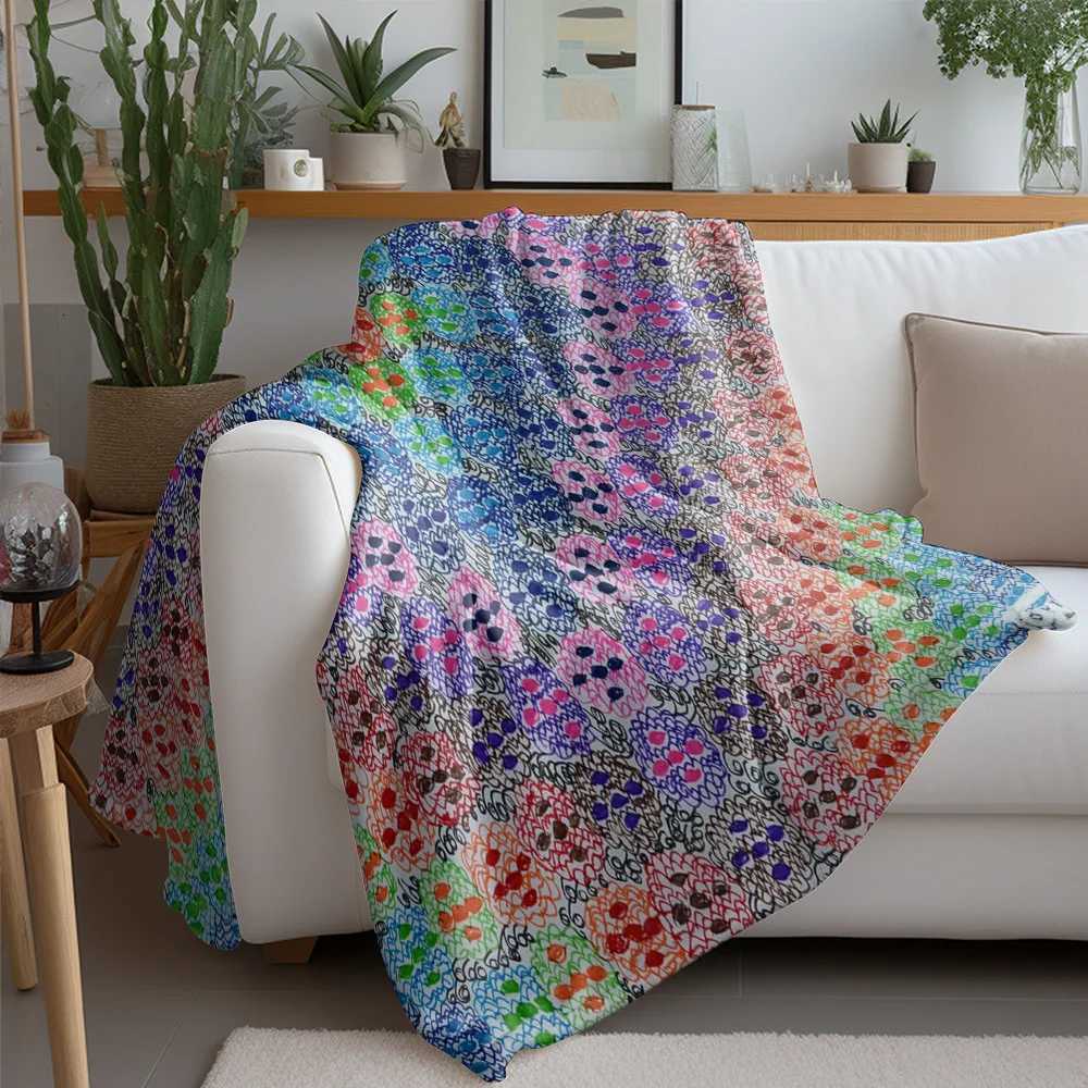 Vibrant Colorful Abstract Print Throw Blanket Soft Fleece Bed Sofa Decorative Throw Blanket C251111